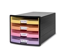 Module de classement IMPULS, 4 tiroirs, noir/pastel