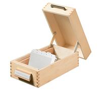 HAN 507, boîte à fiches en bois DIN A7 horiz., 900 fiches, fond métallique et séparateur métallique, bois naturel