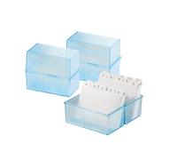 HAN 977-64 Lot de 3 boîtes à fiches format A7 transversales design translucide et attrayant pour 300 cartes avec charnières en acier Bleu translucide