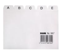 HAN 987, index alphabétique A - Z, DIN A7 horizontal, bloc de 25 intercalaires pour boîtes et bacs à fiches, gris