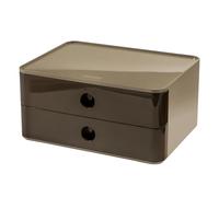 HAN Allison SMART-BOX 1120-42 Boîte à tiroirs avec 2 tiroirs et cloison de séparation, gestion des câbles, empilable, boîte à ustensiles pour bureau, cuisine, pieds en caoutchouc protégeant les