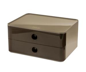 HAN Allison SMART-BOX 1120-42 Boîte à tiroirs avec 2 tiroirs et cloison de séparation, gestion des câbles, empilable, boîte à ustensiles pour bureau, cuisine, pieds en caoutchouc protégeant les