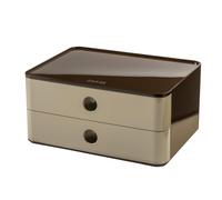 HAN Allison SMART-BOX 1120-43 Boîte à tiroirs avec 2 tiroirs et cloison de séparation, gestion des câbles, empilable, boîte à ustensiles pour bureau, cuisine, pieds en caoutchouc protégeant les