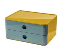 HAN Allison SMART-BOX 1120-44 Boîte à tiroirs avec 2 tiroirs et cloison de séparation, gestion des câbles, empilable, boîte à ustensiles pour bureau, cuisine, pieds en caoutchouc protégeant les