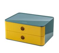 HAN Allison SMART-BOX 1120-45 Boîte à tiroirs avec 2 tiroirs et cloison de séparation, gestion des câbles, empilable, boîte à ustensiles pour bureau, cuisine, pieds en caoutchouc protégeant les