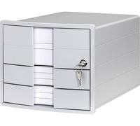 HAN 1018-11 Boîte à tiroirs IMPULS - A4/C4, 3 tiroirs fermés, insert + serrure inclus, gris clair
