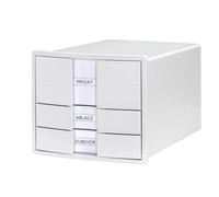 HAN 1017-12 Boîte à tiroirs IMPULS - A4/C4, 3 tiroirs fermés, insert inclus, blanc