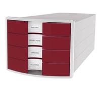 HAN Module de classement IMPULS 2.0 4 tiroirs DIN A4/C4 gris/rouge