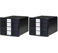 HAN Impuls Karma Module de rangement à 4 tiroirs fermés, 80-100% recy o-noir a4 (Lot de 2)