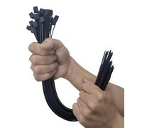 HAN-LBG Lot de 100 Serre-Câbles Larges Noirs 400 x 9 mm | Attache Cable 80kg Nylon 66 Anti-UV, Attache pour Fixation Lourde, Câblage Électrique, Jardin et Industrie
