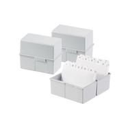 HAN Lot de 3 boîtes à fiches format A6 - Design innovant et attrayant pour 400 cartes avec charnières en acier gris clair 976-11