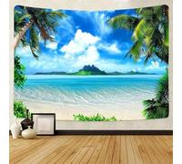 HAN MAN XIU Cocotier plage Surf Tenture murale tapisserie Hawaii vue sur l’océan suspendu tissu chambre salon décoration