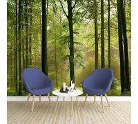 HAN MAN XIU Papier peint 3D autocollant représentant un paysage de forêt verdoyante, idéal pour décorer le fond du canapé du salon et apporter une touche artistique à la décoration intérieure.