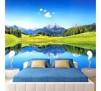 HAN MAN XIU Papier peint 3D autocollant représentant un paysage naturel et un reflet de lac bleu, idéal pour décorer le fond du canapé du salon ou pour agrémenter la décoration intérieure.