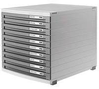 HAN Module à tiroirs CONTUR - système de classement moderne et modulaire, extensible, avec 10 tiroirs fermés pour documents jusqu´au format B4, gris clair-gris foncé, 1510-19