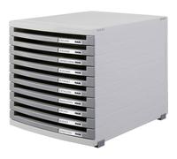 HAN Module à tiroirs CONTUR - système de classement moderne et modulaire, extensible, avec 10 tiroirs ouverts pour documents jusqu´au format B4, gris clair-gris foncé, 1510-0-19