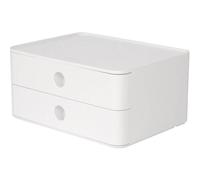 HAN SMART-BOX ALLISON - boîte de rangement design compacte avec 2 tiroirs, ultra brillante et de qualité supérieure, blanc, 1120-12