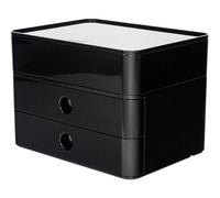 HAN Boîte à tiroirs Smart Box Plus Allison – design, 2 tiroirs et organiseur avec couvercle, noir