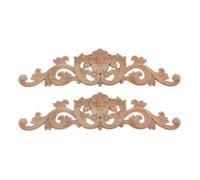 HANABASS Appliques en Bois Sculpté Vintage 2pcs Décoratives pour Meubles et Murs, Motifs Floraux Allongés, Amélioration Artistique pour Décoration DIY