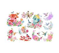 HANABASS Autocollants Muraux Décoratifs à Fleurs et Oiseaux en Pvc, Faciles à Décoller et Repositionner, pour Décoration Murale Élégante Salon et Chambre