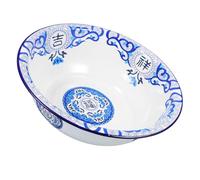 HANABASS Bol en Émail Vintage Bleu Grand Capacité Cuisine Polyvalent, Bol à Soupe Classique Rétro pour Légumes et Pâte la Maison