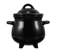 HANABASS Chaudron de Sorcière en Céramique Noir 700ml, Seau à Bonbons Polyvalent pour Fête D'halloween, Décoration Unique et Résistant pour Table à Manger
