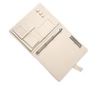 HANABASS Classeur à Anneaux Marron en Cuir Pu Multifonction Porte-cartes, Pochette Intercalaires et Support Stylo Flexible pour Bureau et Documents A4