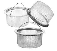 HANABASS Crépines D'évier Lot de 3 Accessoire Adaptable pour Évier et Rétention des Particules en Acier Inoxydable 304, Passoire Cuisine Panier Filtrant Argenté Usage Domestique