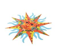 HANABASS Décoration Murale Extérieure en Fer Ornement Soleil Orange Suspendu, Artisanat Simple et Créatif pour Jardin ou Restaurant, Applique Murale Décorative Élégante