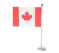HANABASS Drapeau Canadien de Table Miniature en Polyester Base en Plastique, Design Unique Feuille D'érable, Installation Facile, pour Bureaux et Maisons