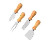 HANABASS Ensemble de Couteaux à Fromage Multifonction en Acier Inoxydable et Bois, Fourchette à Fromage et Spatule, Résistant Rouille, pour Restaurants et Épiceries