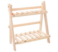 HANABASS Étagère de Rangement Pliante en Bois à 2 Niveaux Surface Lisse, pour Bureau ou Chambre, Organisateur Multifonction Pratique et Robuste
