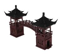 HANABASS Figurine Miniature de Pavillon Asiatique Design Vintage Raffiné en Plastique avec Pont Décoratif et Entretien Facile pour Micro Paysage Bonsaï Accessoires de Jardin Zen
