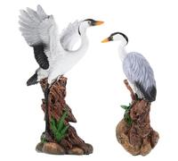 HANABASS Figurines de Héron en Résine 2pcs pour Décoration de Jardin et Micro Paysage, Design Réaliste et Atmosphère Naturelle pour Hôtels et Bonsaïs