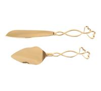 HANABASS Lot de 2 Set de Set de Pièces Service à Gâteau de Mariage en Alliage de Zinc Doré, Couteau et Serveur Élégants pour Anniversaire et Événements Spéciaux, Coupe et Prise Confortable