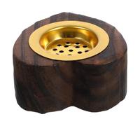 HANABASS Porte-Parfum en Bois Marron de Forme Cœur Support Métallique pour Cône de Parfum, Brûle-Parfum Élégant et Portable Ambiance Chaleureuse pour Intérieur