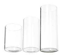 HANABASS Vase Transparent Verre 3pcs en Verre Cylindrique Abat-Jour pour Bougies, Design Élégant et Coupe-Vent, pour Décorations de Mariage et Anniversaires