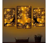 Hanah Home Accessoire mural élégant en métal noir, 71 x 116 cm, épaisseur 1,5 mm, installation facile, fonctionne sur piles (3 AA) | Décoration d'intérieur moderne