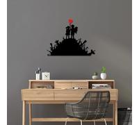 Hanah Home Élégant accessoire mural décoratif en métal, 52 x 70 cm, 100% métal (1,5 mm), noir et rouge, montage mural facile, parfait pour la décoration d'intérieur moderne