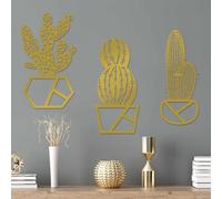 Hanah Home Élégant accessoire mural décoratif en métal doré (3 pièces) 25 x 45 cm | 100% métal, épaisseur 1,5 mm | Suspension murale facile, parfait pour la décoration moderne