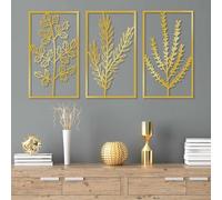 Hanah Home Élégant accessoire mural décoratif en métal doré (3 pièces) 40 x 70 cm | Corps en métal durable de 1,5 mm | Parfait pour la décoration moderne et les intérieurs élégants