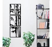 Hanah Home Élégant accessoire mural décoratif en métal, noir, 36 x 110 cm, 100% métal, 1,2 mm d'épaisseur, parfait pour la décoration d'intérieur moderne et l'art mural unique