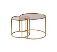 Hanah Home Elegant Ensemble de Table à café (2 pièces) Doré et Bronze 60 x 60 x 43 cm | 100% Verre trempé et Cadre en métal | Élégant et Durable pour Les espaces de Vie Modernes