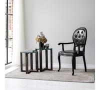 Hanah Home Elegant Side Set de 2 Tables latérales 100% Verre trempé et Bois de pin Massif Anthracite 40 x 40 x 45 cm et 40 x 40 x 50 cm