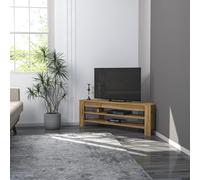 Hanah Home Élégant Support TV en chêne - 120 cm de Large, 40 cm de Haut, 30 cm de Profondeur - Panneau en Particules 100% mélamine - Épaisseur : 18 mm - Montage Mural avec étagères Multiples