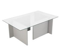 Hanah Home Élégante Table à café Grise 105 x 65 x 40 cm | Dessus en 100% Verre trempé, 100% mélamine, épaisseur 18 mm, Design Moderne pour Salon