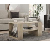 Hanah Home Élégante Table à café, Travertine, 80 x 50 x 40 cm, 100% mélaminée, épaisseur 18 mm, Design élégant en marbre pour espaces de Vie Modernes