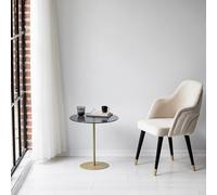 Hanah Home Élégante Table latérale, 50 cm, doré/Gris foncé, 100% Verre trempé et Cadre en métal, ajout élégant aux Salons et Chambres à Coucher Modernes