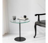 Hanah Home Élégante Table latérale Noire 50 x 50 x 50 cm | Dessus en Verre trempé et Cadre 100% métal | Parfait pour Les Salons et Les Chambres Modernes