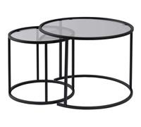 Hanah home ensemble 2 tables gigognes - Noir verre gris